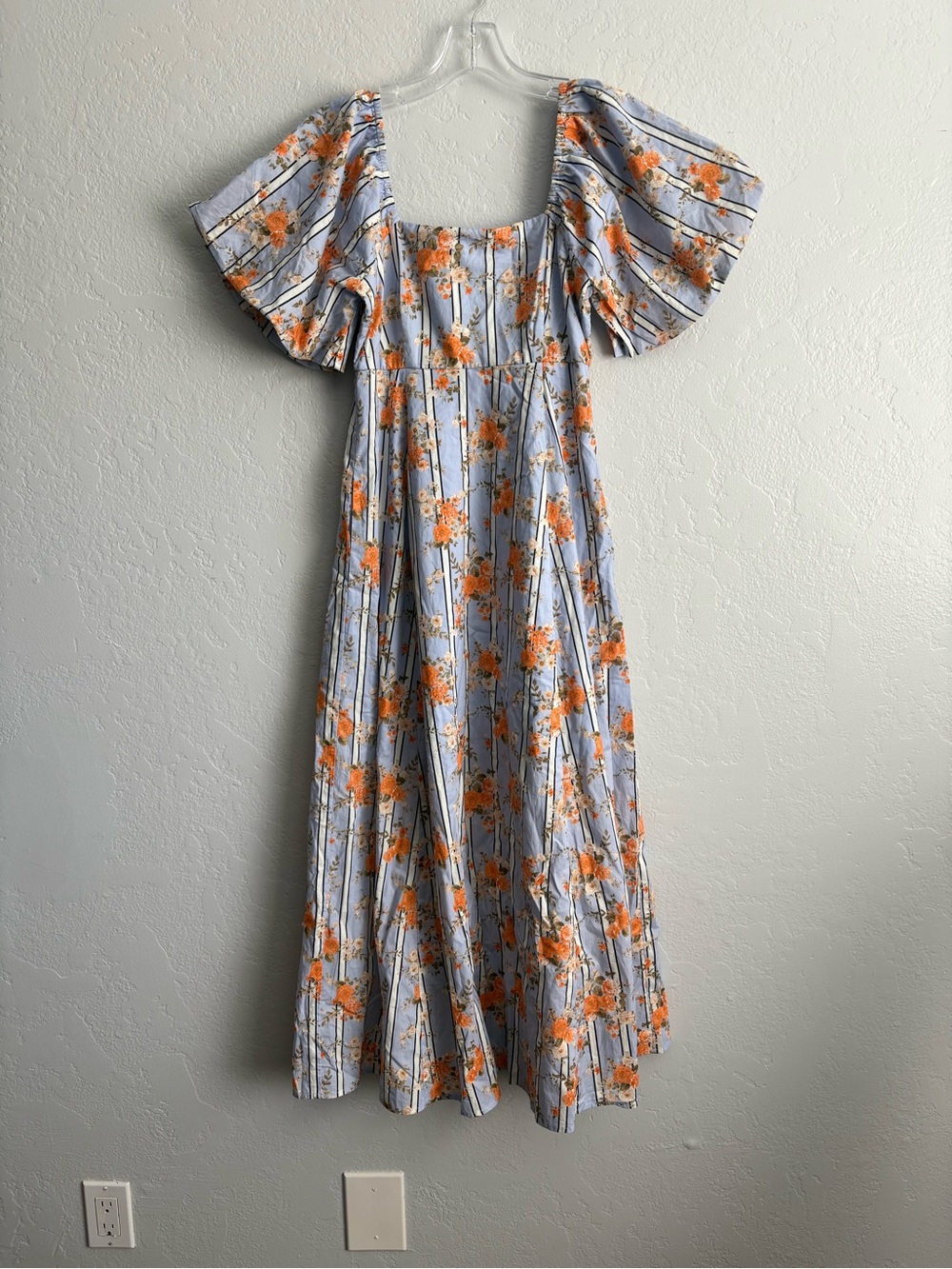 ❤️NEW entro Blue Floral Maxi Dress with Puff Sleeves